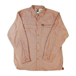The North Face Mens Medium Shirt Button Up Flannel Red Plaid Roll-Tab Sleeve